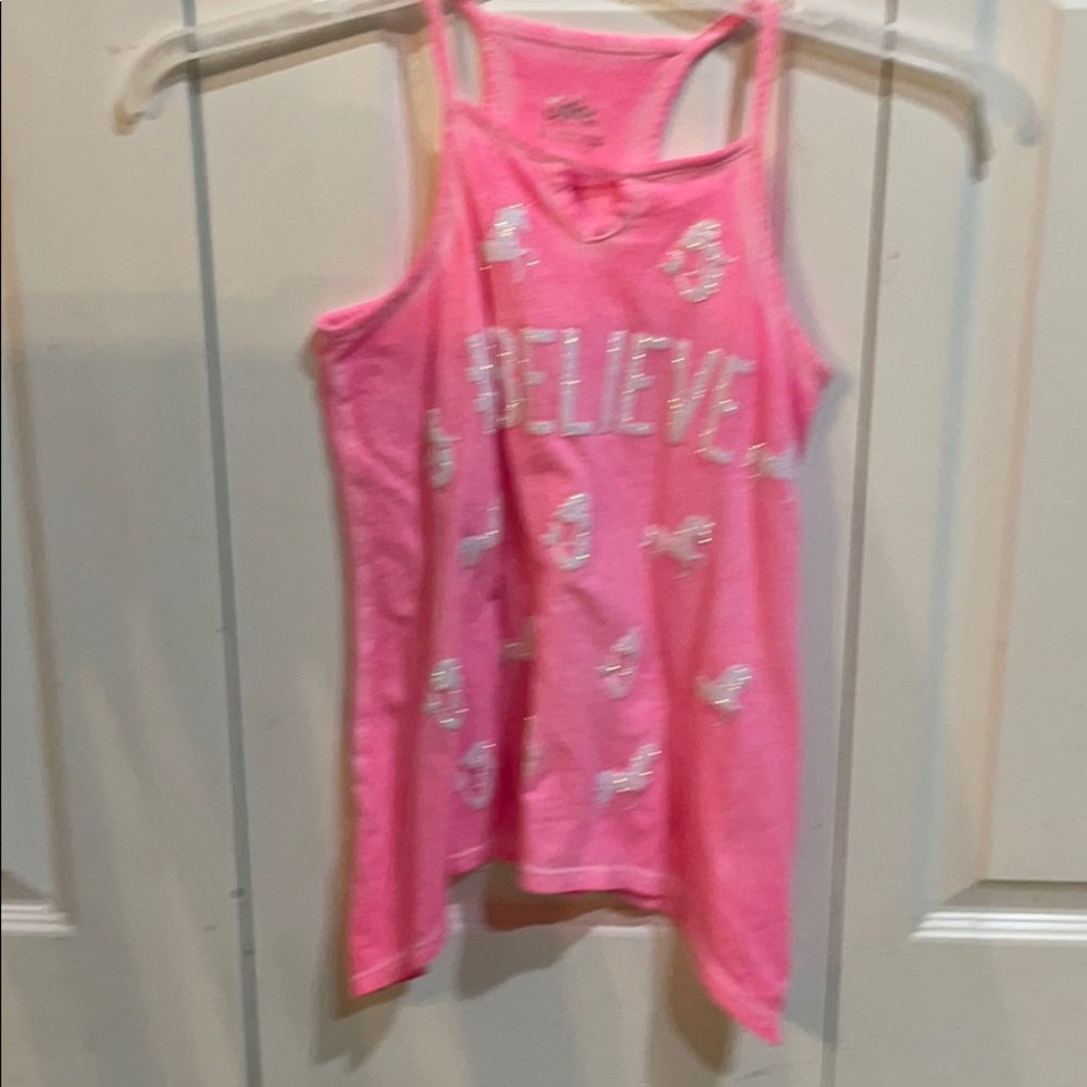 Justice Pink Summer Tank Top with glitter